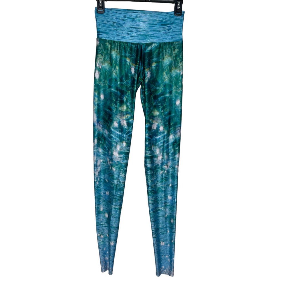 WaterLust Women Scuba Leggings LIKE NEW Athleisure Waist Band Blue Small
